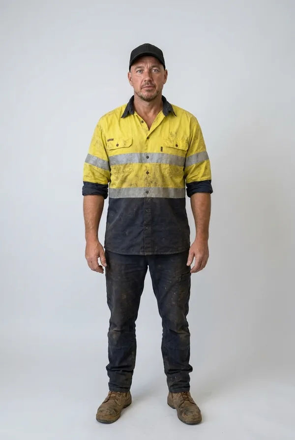 Generated full-body avatar of the same person wearing a black cap