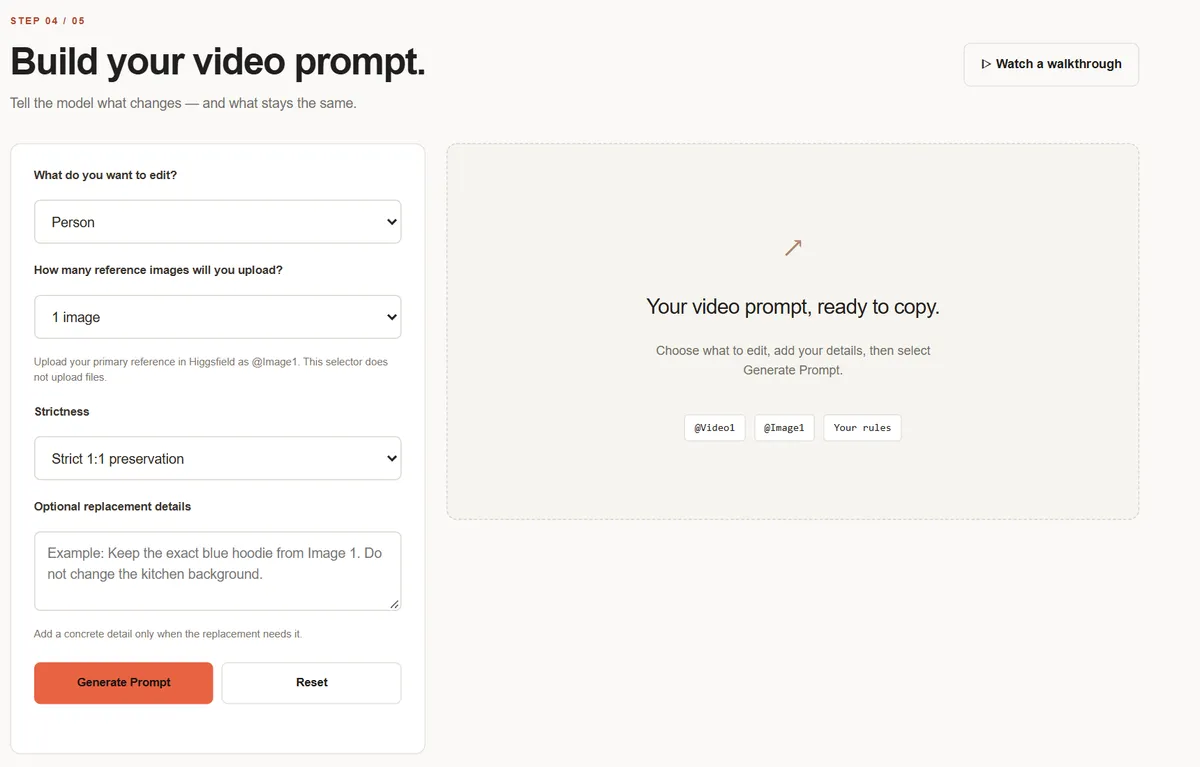 The Titans AI Studio video prompt builder